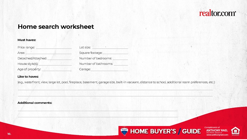 Home Buyer's Guide : Home Search Worksheet (wish list or criteria) : realtor.com