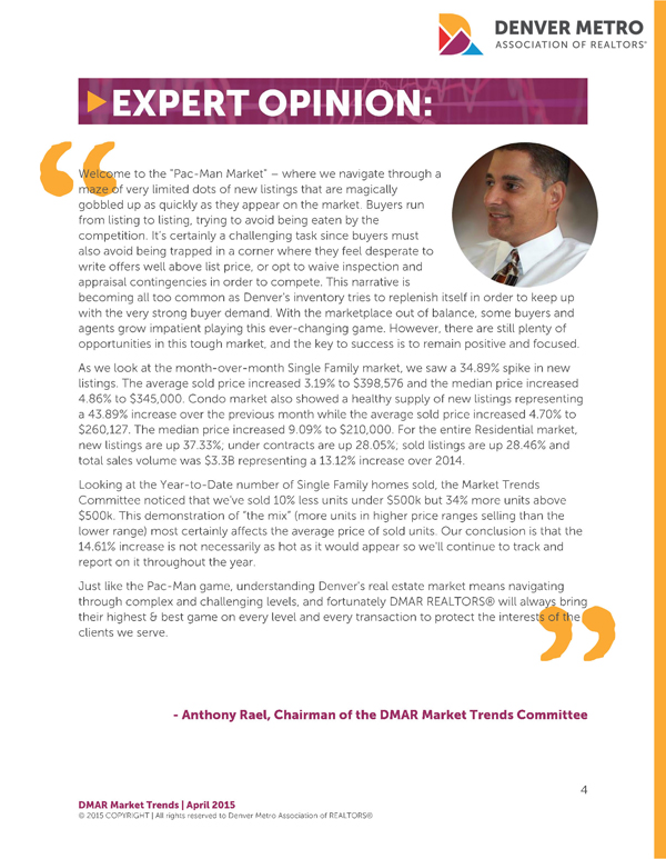 Denver Real Estate Market Expert Opinion by Anthony Rael - Denver Metro Association of REALTORS - #dmarstats