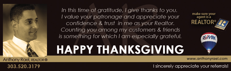 Happy Thanksgiving to all of my customers & friends.  I am grateful for your business!