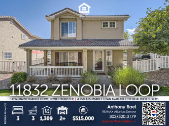Home for Sale: 11832 Zenobia Loop in Westminster, CO 80031 | Weatherstone Community - REMAX Agent Anthony Rael