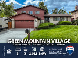 Home for Sale in Green Mountain : 12802 West Jewell Cir Lakewood, CO 80228