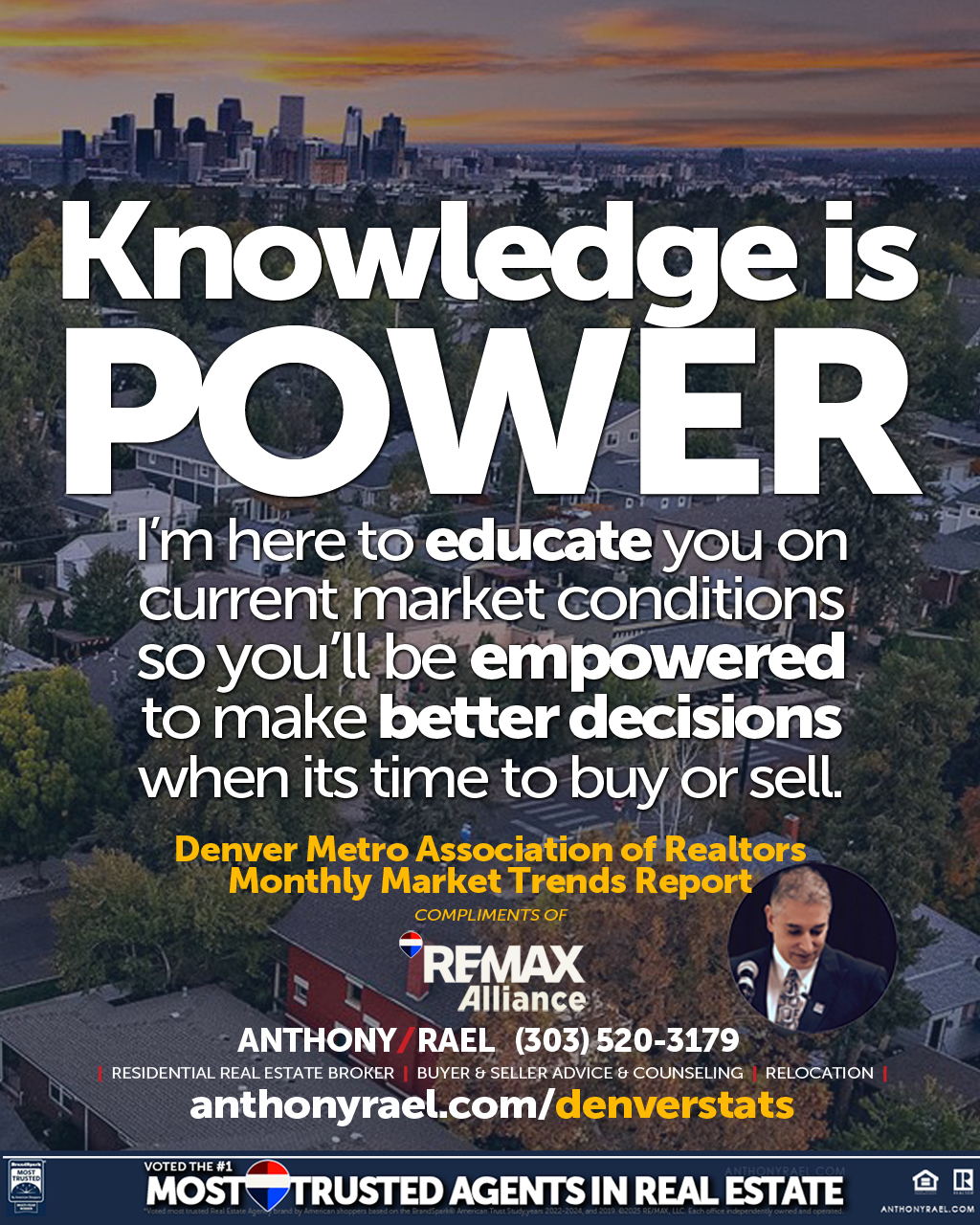 Knowledge is Power. Denver Colorado REMAX Agent Anthony Rael will help educate you on current real estate market conditions so you can make better decisions. Just Call Ants - #dmarstats