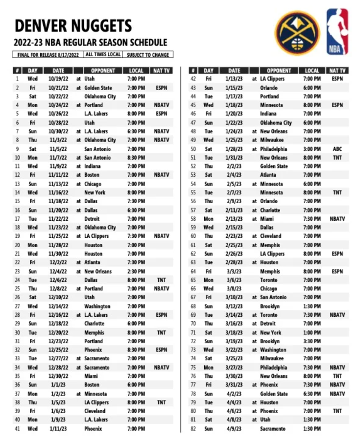 2022-2023 Colorado Sports Schedules :: Denver Broncos NFL Football, Colorado  Avalanche NHL Hockey, Colorado Buffaloes College Football, Colorado State  Rams College Football